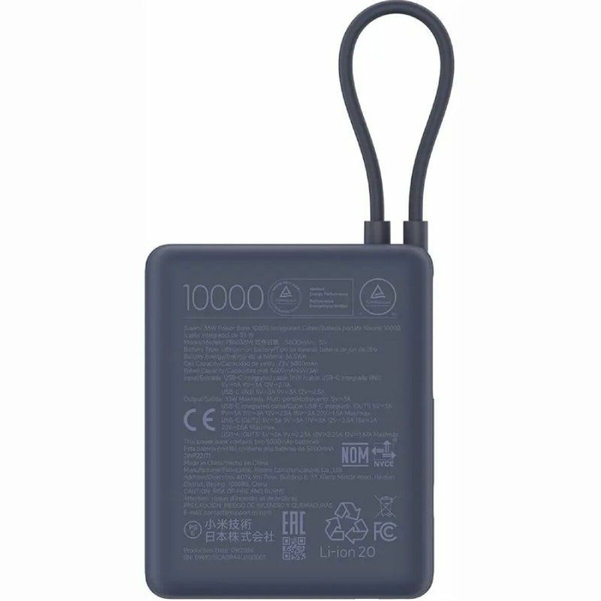 Powerbank Xiaomi 10000mAh Xiaomi 33W Power Bank Integrated Cable Blue 5600 mAh