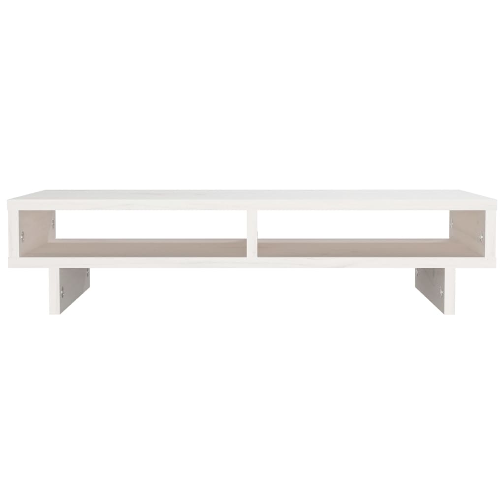 NNEVL Monitor Stand White 60x27x14 cm Solid Wood Pine