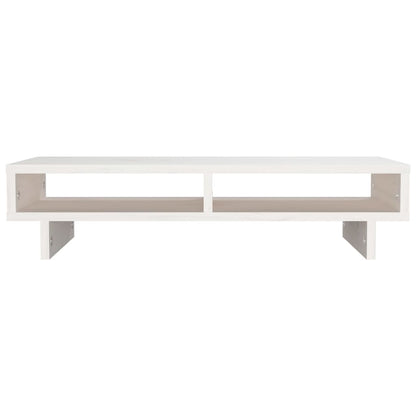 NNEVL Monitor Stand White 60x27x14 cm Solid Wood Pine